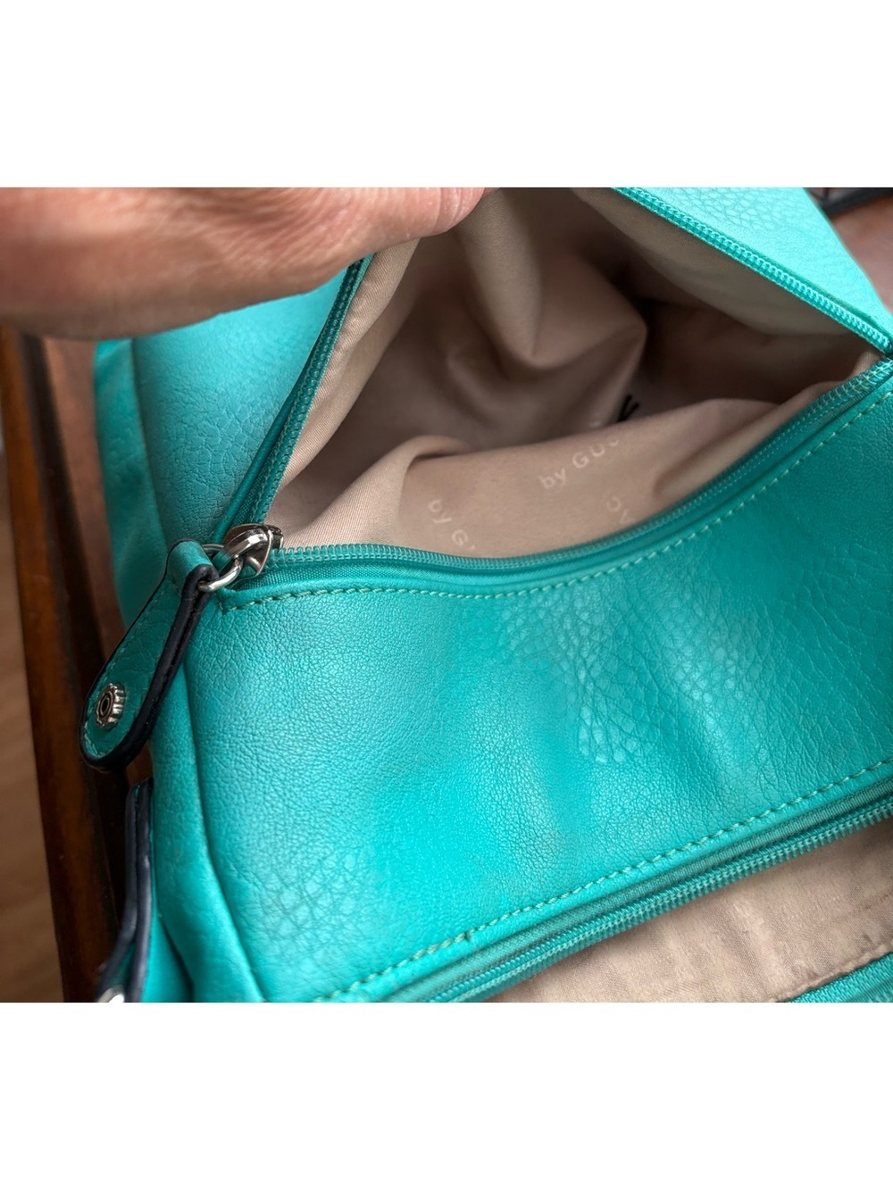 Gussaci Turquoise Crossbody Bag purse Zip Pockets Adjustable strap - Picture 4 of 13